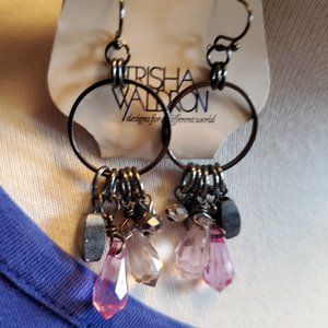 Gunmetal Hook Beaded Dangle Earrings Trisha Waldron Fashion Women Design Style